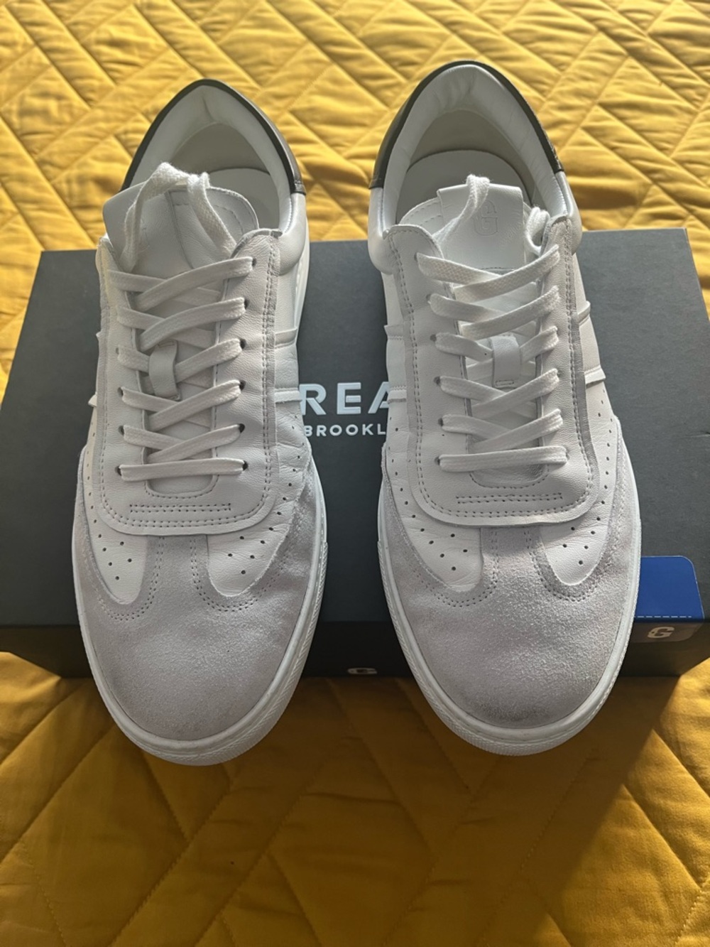 GREATS Men’s Size 10 - THE CHARLIE - White Leather/Suede Sneakers - Black Accent